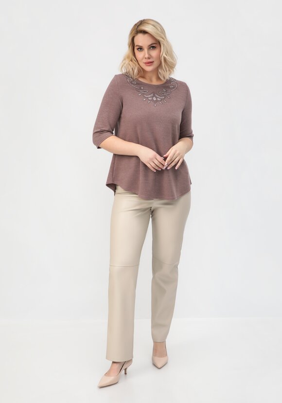 Блуза с декором из страз по горловине шир.  580, рис. 20