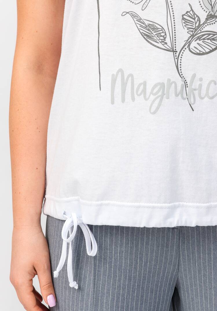 Блуза с цветочным принтом и кулиской по низу шир.  750, рис. 5