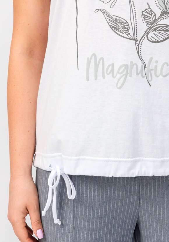 Блуза с цветочным принтом и кулиской по низу шир.  580, рис. 5