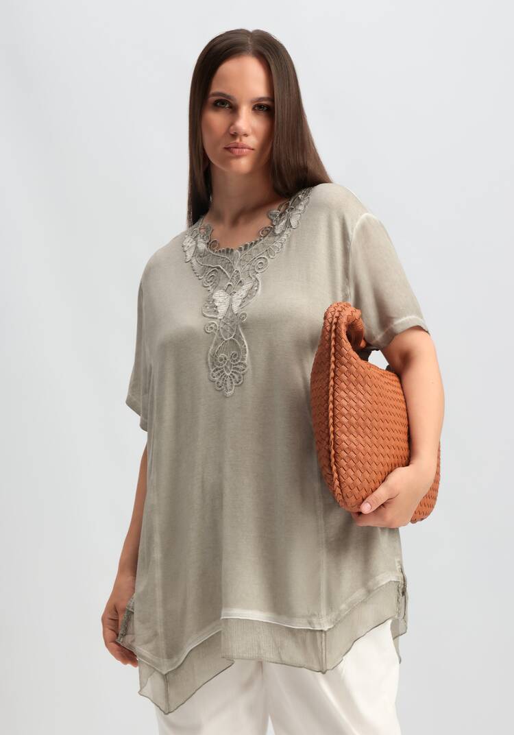 Туника с ажурной аппликацией на горловине шир.  750, рис. 8