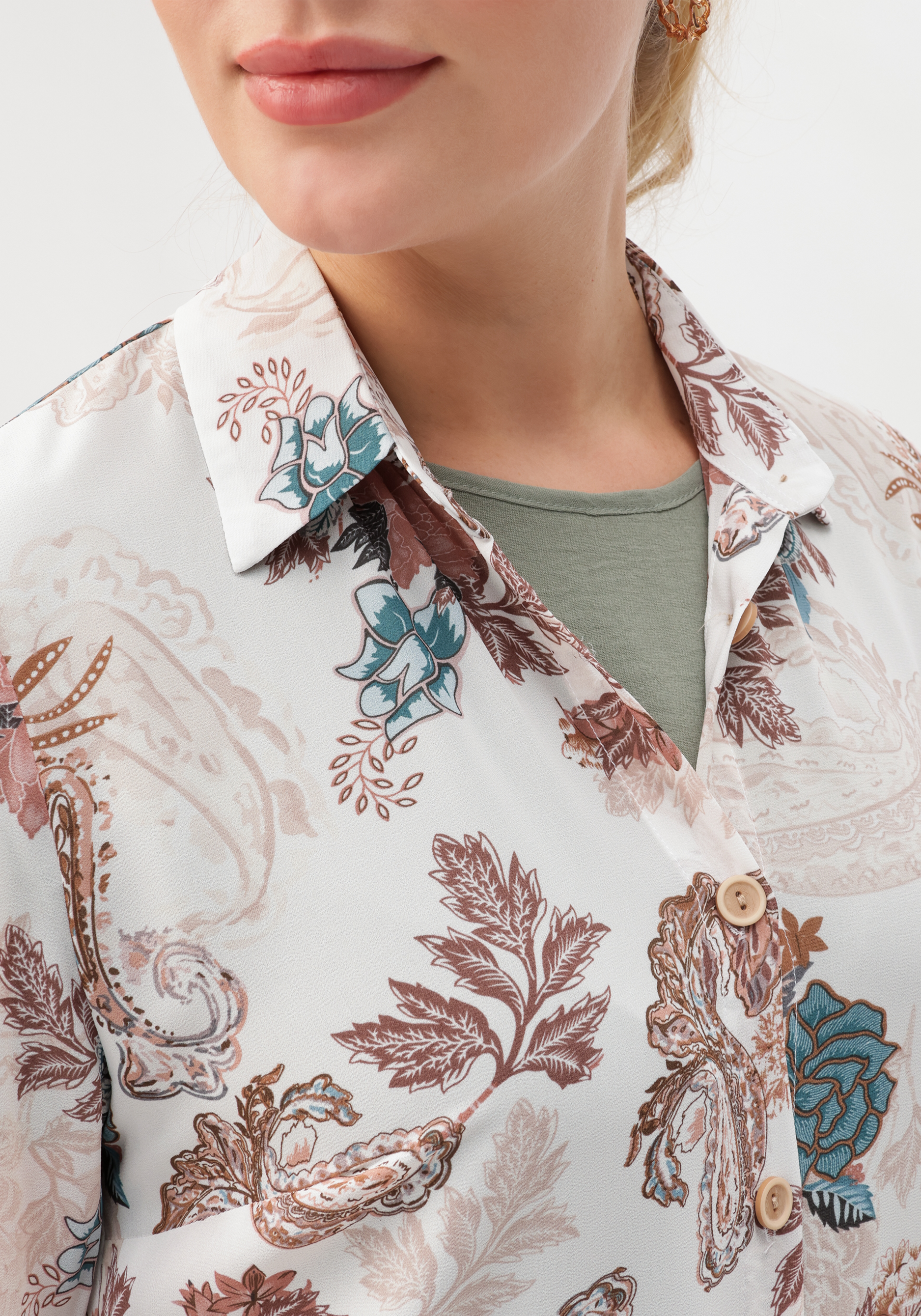 Блуза удлинённая с патами на рукавах VeraVo, цвет коричневый, размер 48 - фото 5