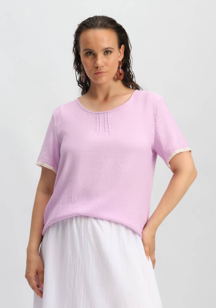 Футболка с кружевными вставками на рукавах шир.  750, рис. 24