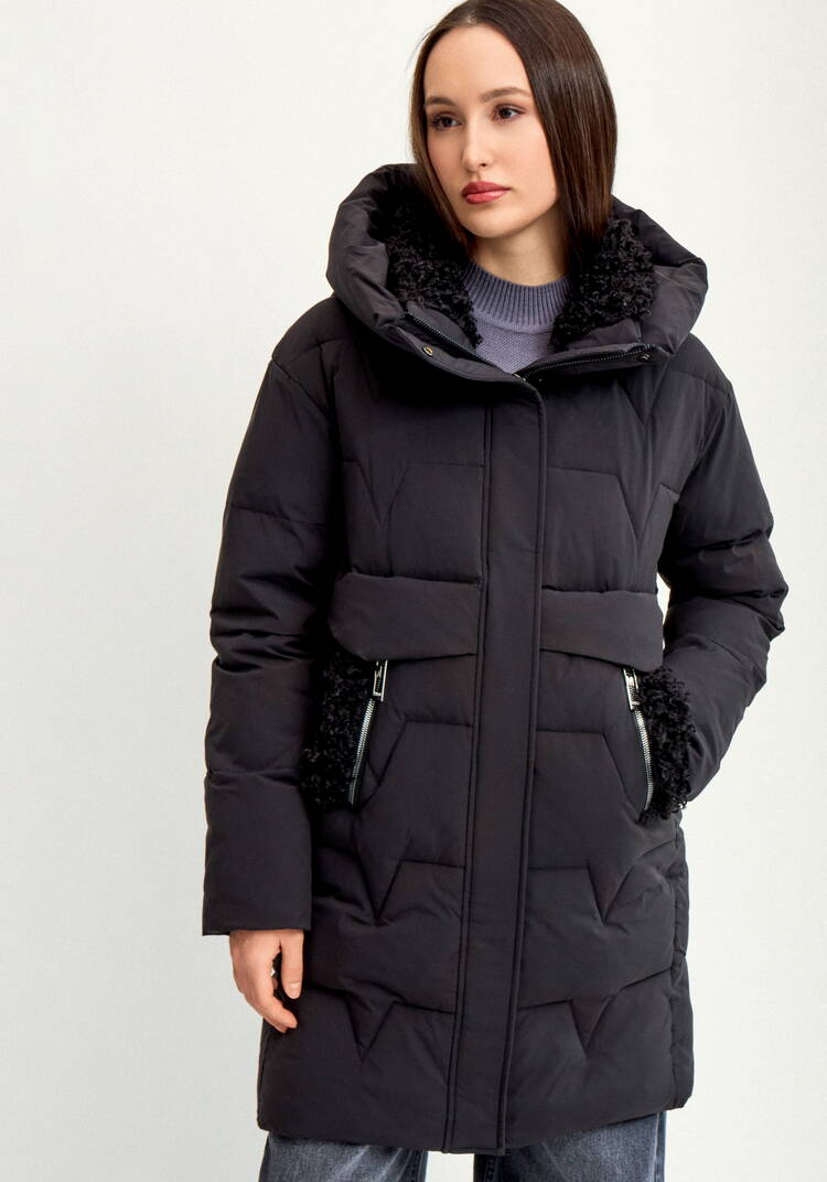 Пальто стеганое с меховой отделкой шир.  750, рис. 22