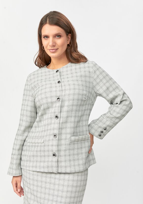 Пиджак на пуговицах из трикотажной ткани шир.  580, рис. 8