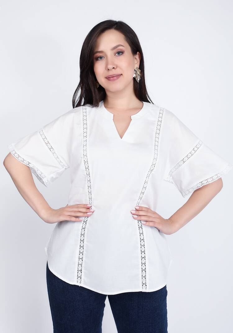 Блуза хлопковая с кружевом шир.  750, рис. 1