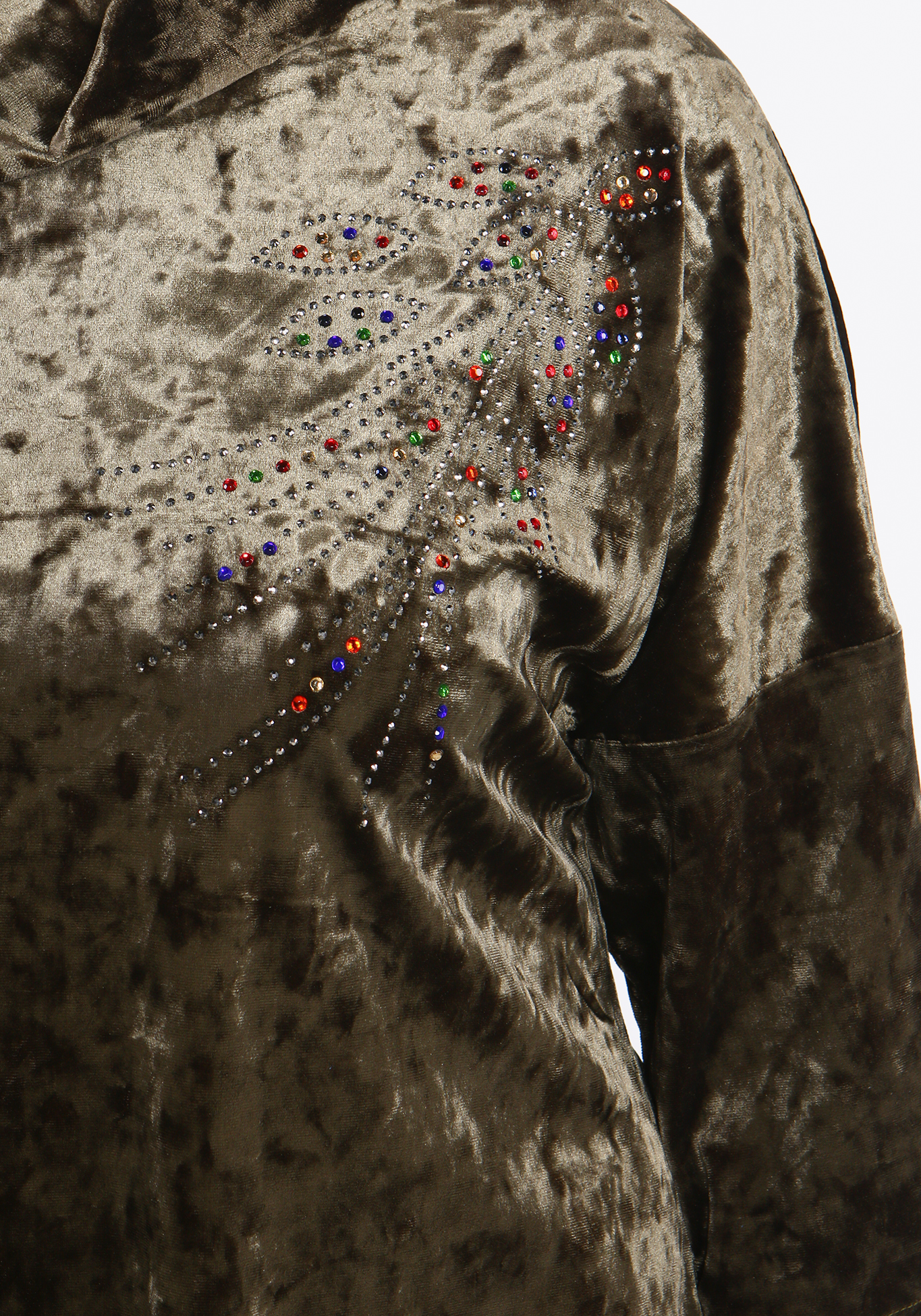 Костюм велюровый с узором из страз Bianka Modeno, размер 62, цвет кофейный - фото 9