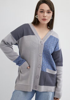 Кардиган с разноцветными вставками