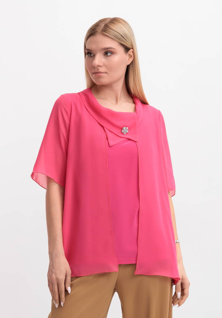 Блуза на запах с брошью шир.  750, рис. 1