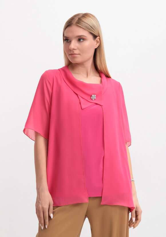 Блуза на запах с брошью шир.  580, рис. 1