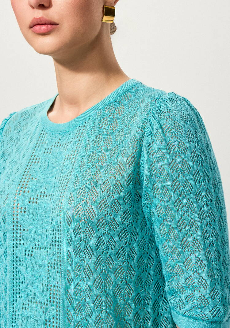 Джемпер с ажурным рисунком и защипами шир.  750, рис. 6