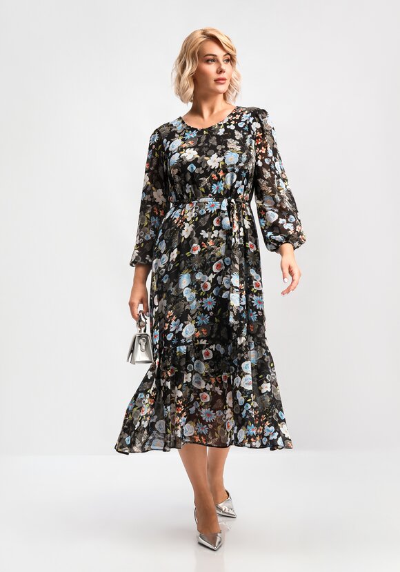 Платье свободного кроя А-силуэта с принтом шир.  580, рис. 9