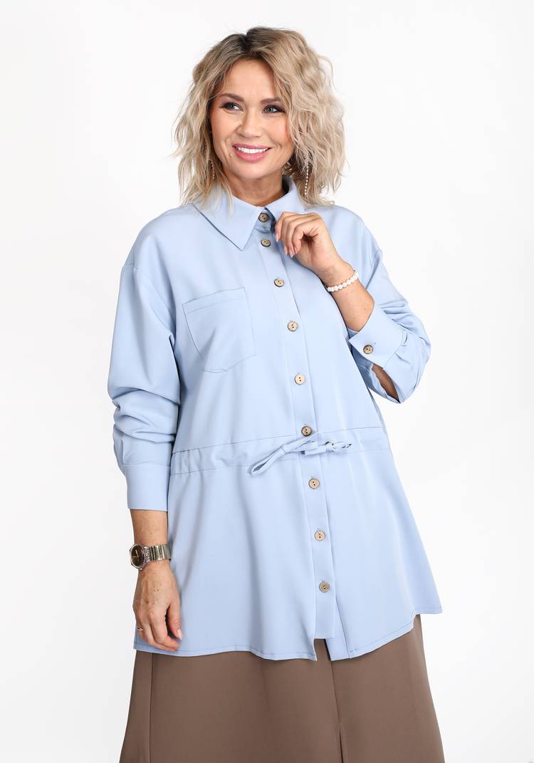 Блуза однотонная с кулиской на талии шир.  750, рис. 6