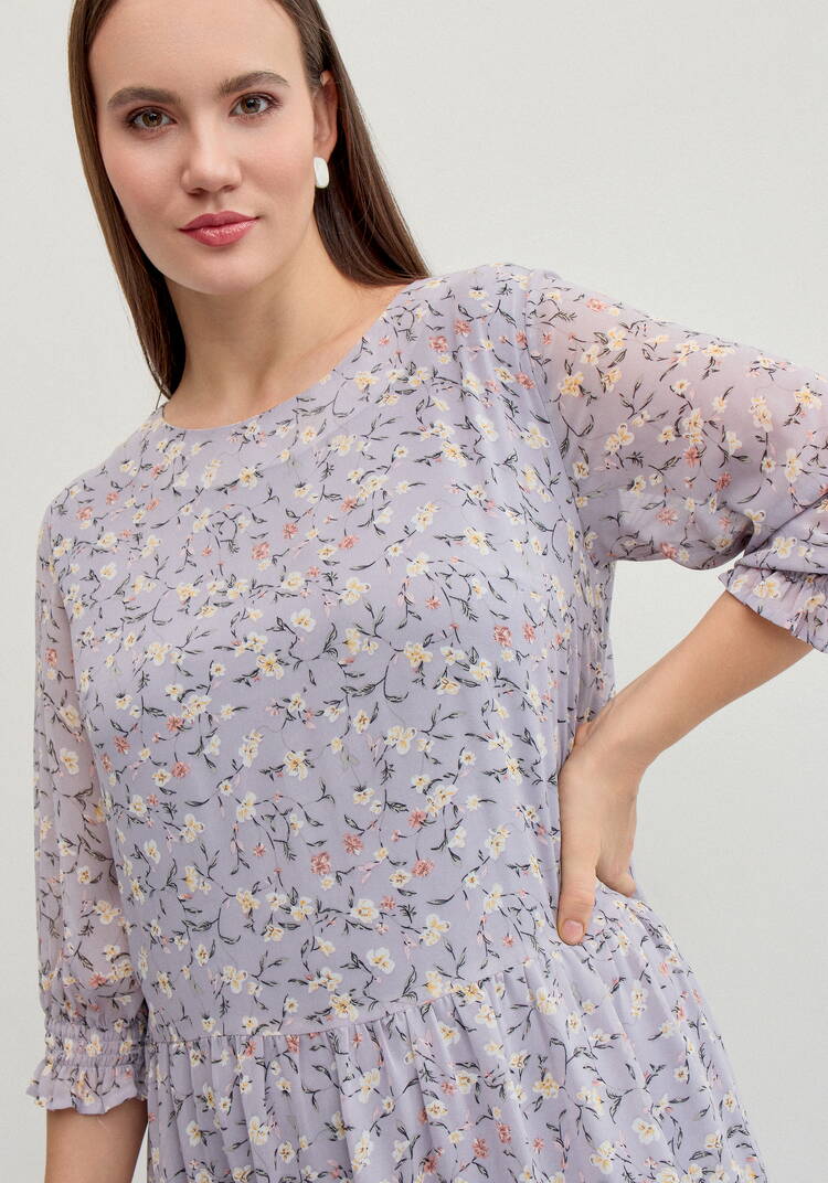 Платье миди из шифона с принтом шир.  750, рис. 20