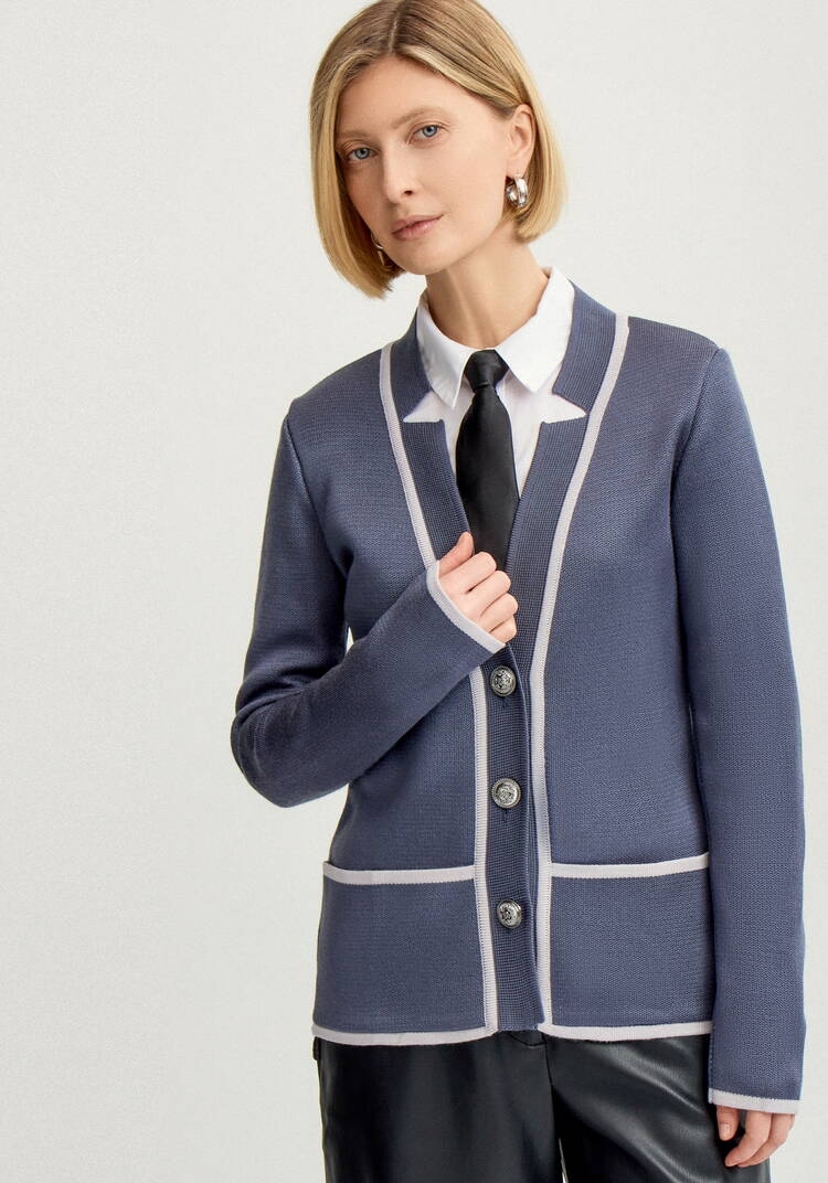 Жакет женский с контрастным кантом шир.  750, рис. 14