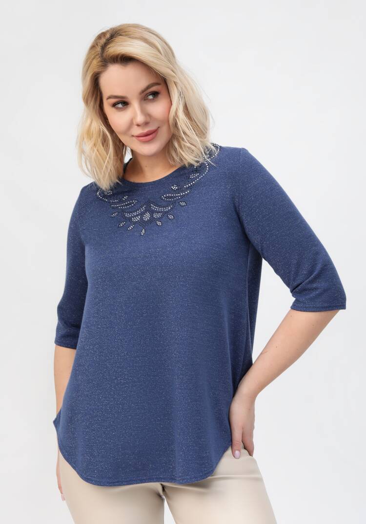 Блуза с декором из страз по горловине шир.  750, рис. 14