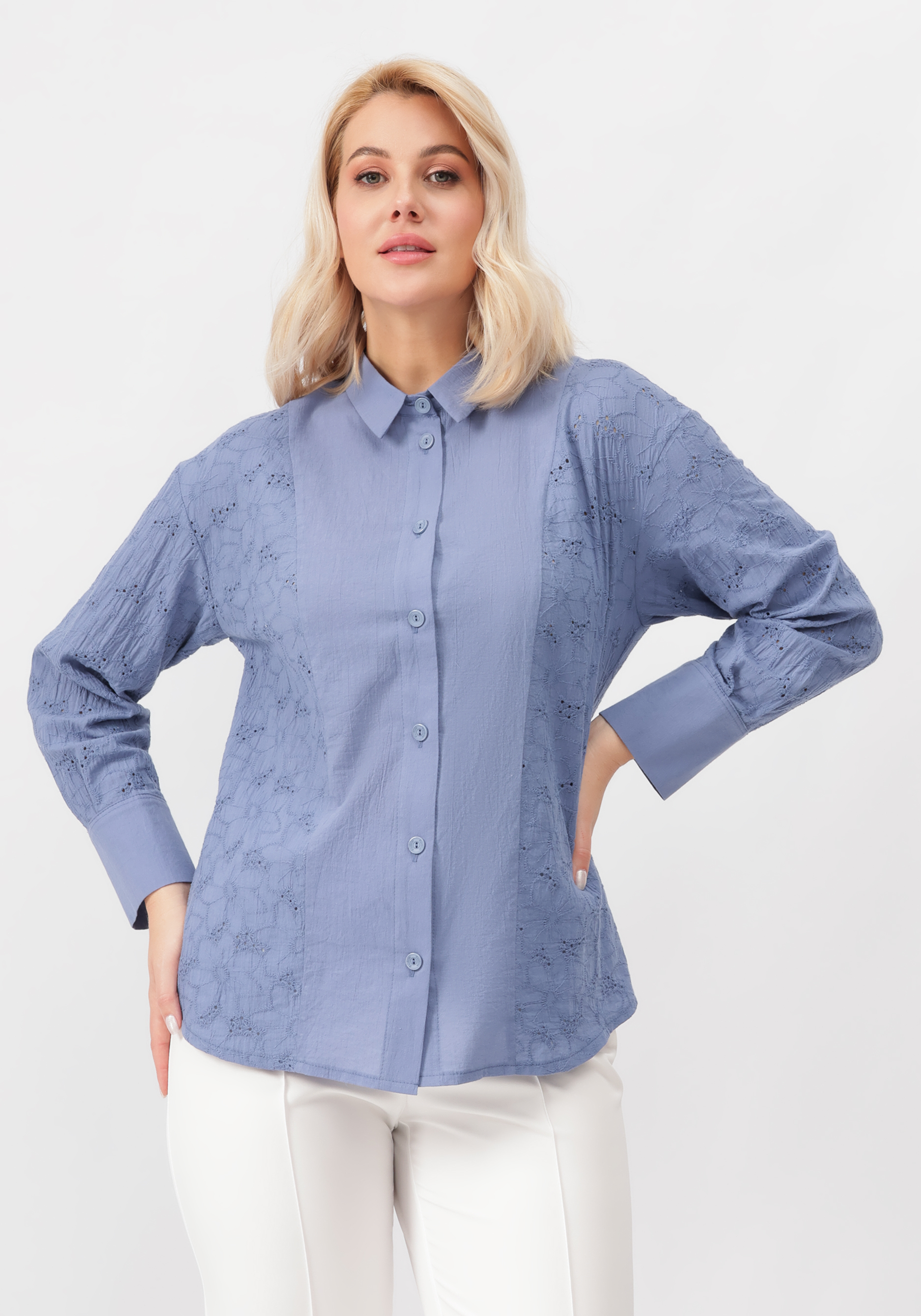 Рубашка из комбинированной ткани и кружева Mio Imperatrice, цвет бежевый, размер 58