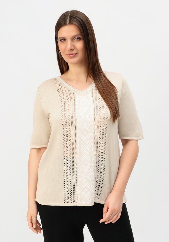 Пуловер с узором на передней полочке шир.  580, рис. 7