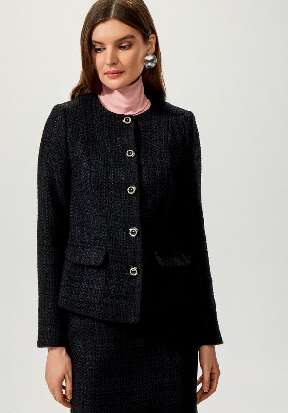 Пиджак из однотонного твида на пуговицах шир.  580, рис. 4