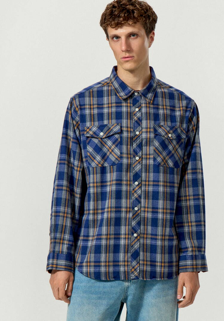 Рубашка в клетку с нагрудными карманами шир.  750, рис. 4