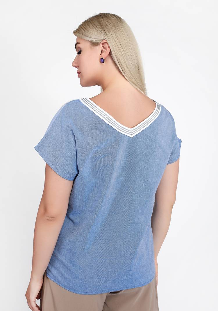 Блуза свободная с кружевной вставкой шир.  750, рис. 6