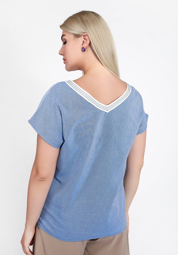 Блуза свободная с кружевной вставкой шир.  580, рис. 6