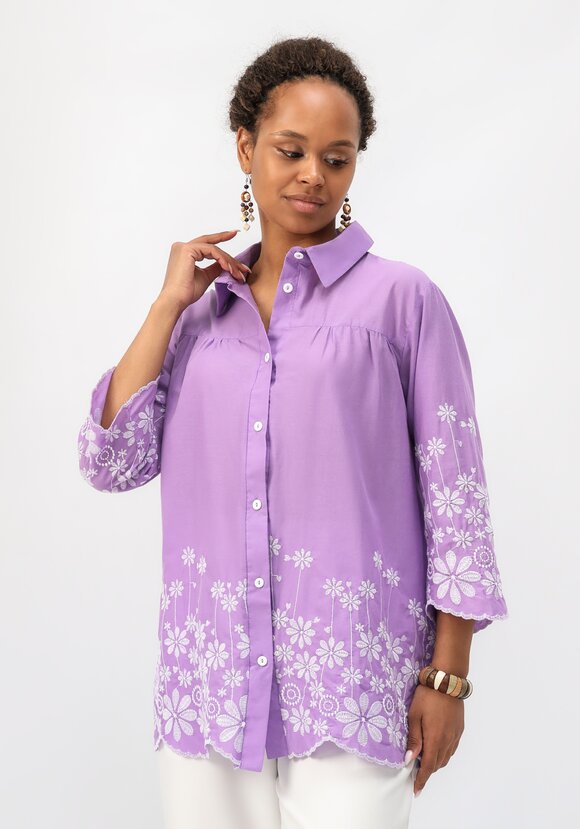 Блуза с цветочной вышивкой на пуговицах шир.  580, рис. 25