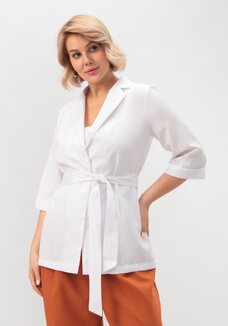 Пиджак с поясом из льна и хлопка