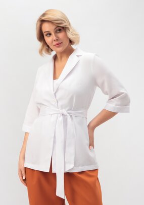 Пиджак с поясом из льна и хлопка