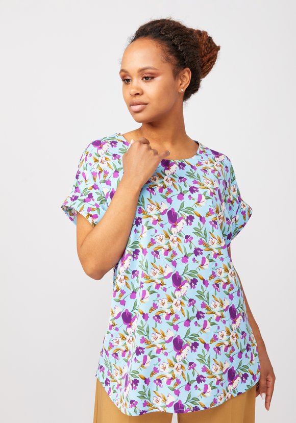 Блуза с цветочным принтом Александрина шир.  580, рис. 4