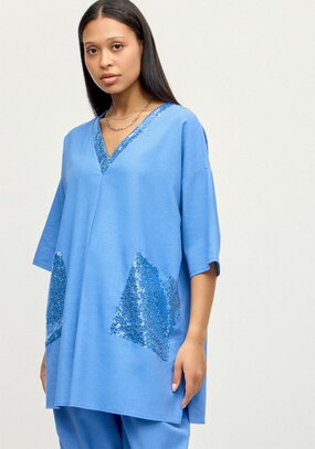 Блуза изо льна с паетками