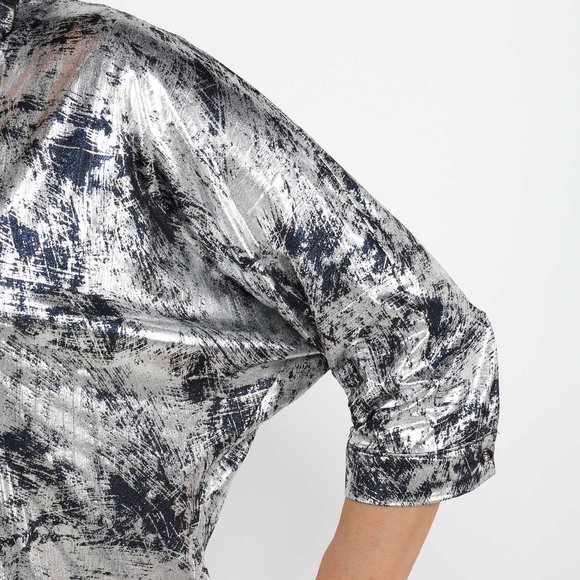 Блуза с блестящим принтом и воротником шир.  580, рис. 13