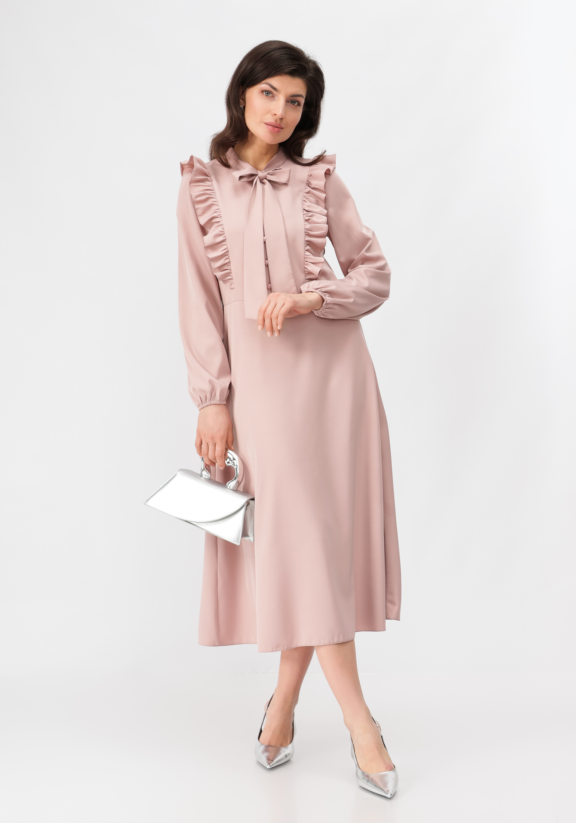 Платье с бантом свободного кроя Vivienne Mare, цвет розовый, размер 56