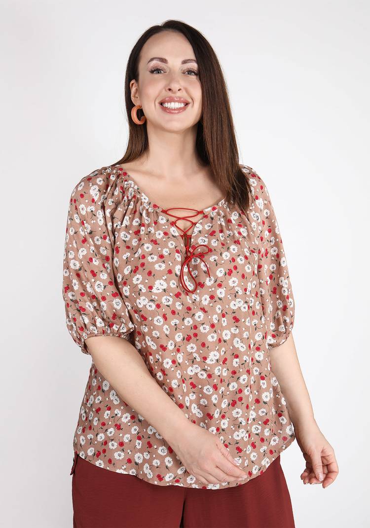 Блуза из штапеля с цветочным принтом шир.  750, рис. 2