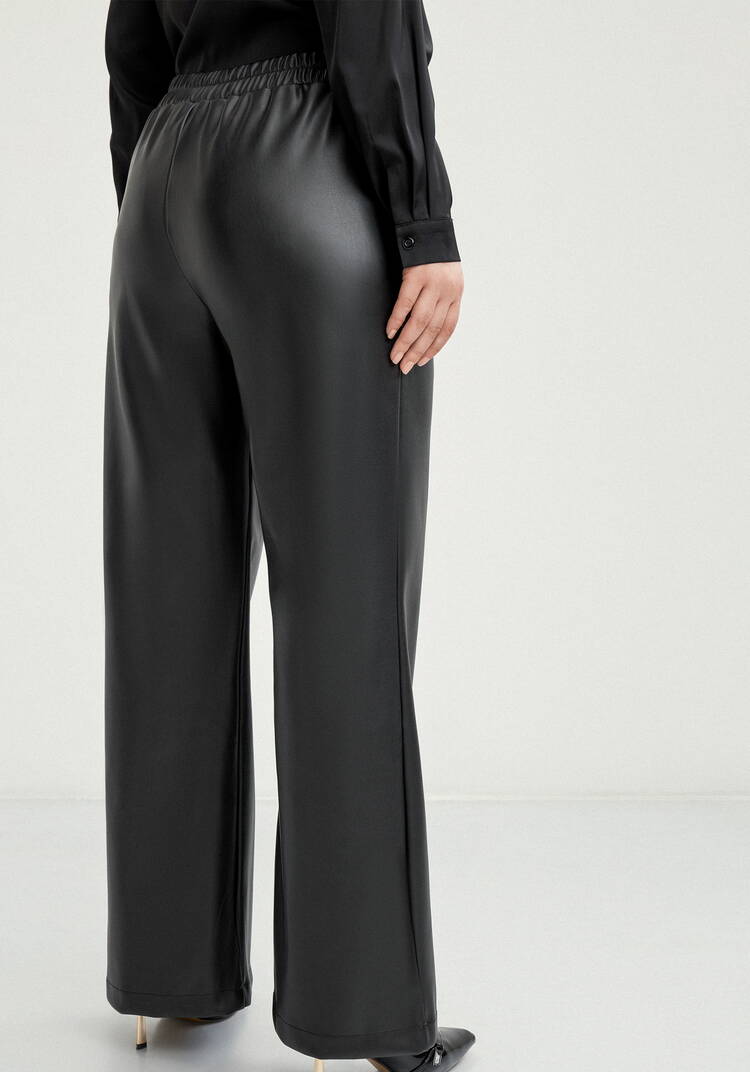 Брюки прямые из экo-кожи шир.  750, рис. 3