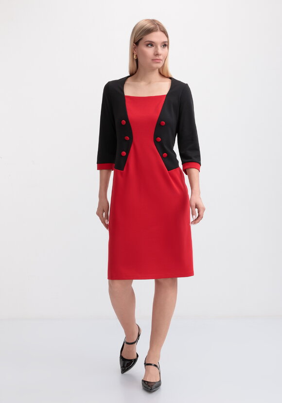 Платье классическое комбинированное из джерси шир.  580, рис. 9