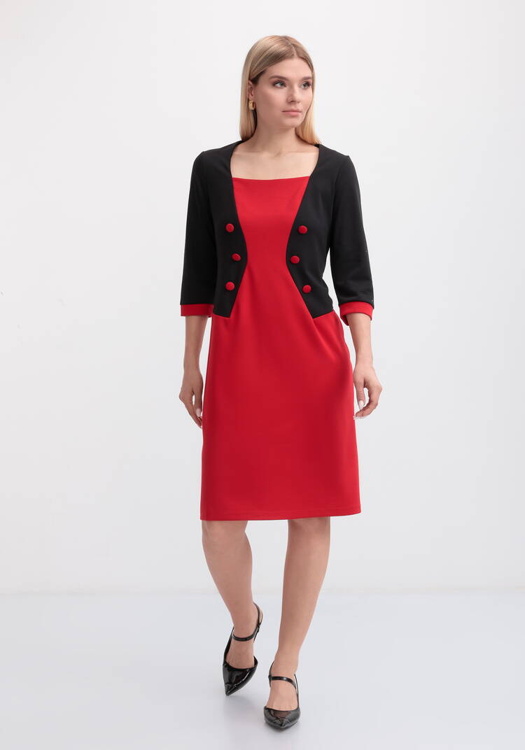 Платье классическое комбинированное из джерси шир.  750, рис. 9