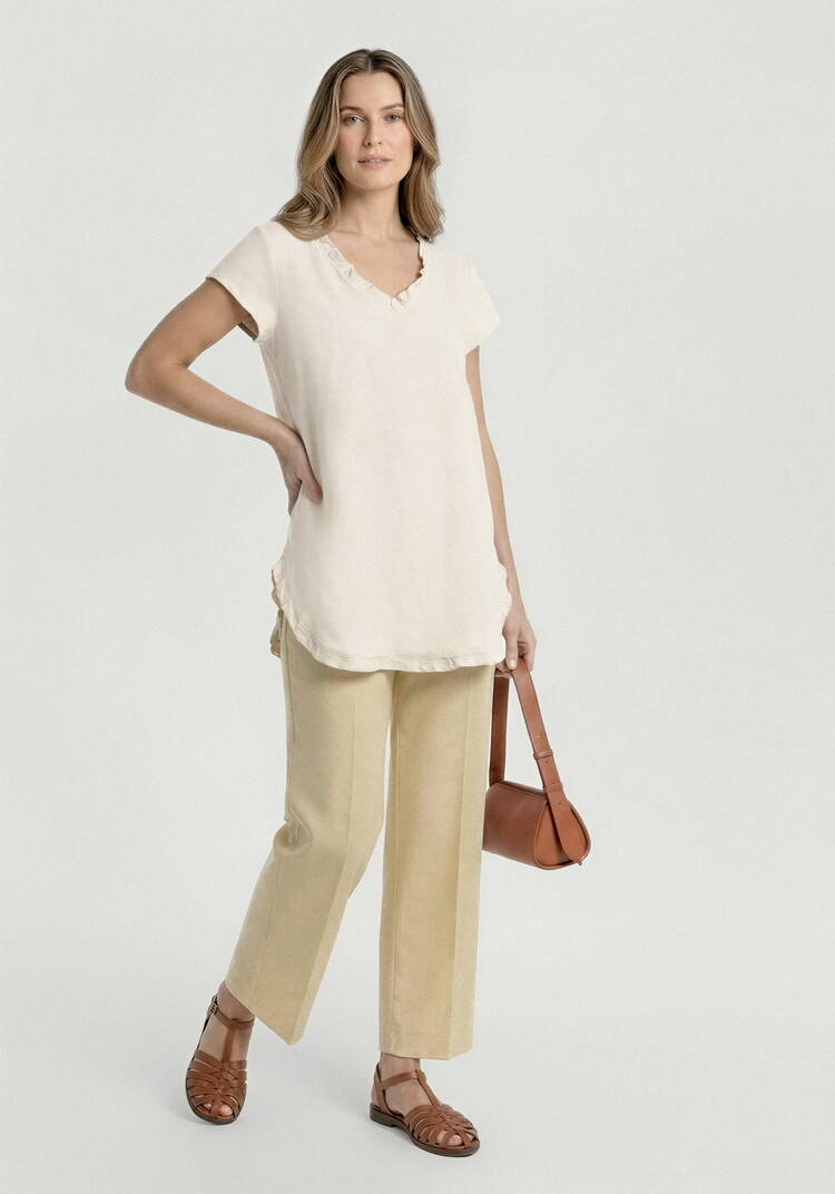 Топ изо льна с коротким рукавом и бахромой шир.  750, рис. 2