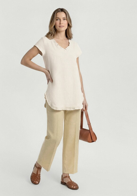 Топ изо льна с коротким рукавом и бахромой шир.  580, рис. 2