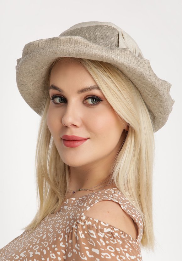 Шляпка из льна с бантом сзади шир.  580, рис. 1