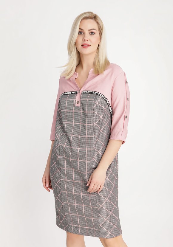 Платье комбинированное с декором шир.  580, рис. 2