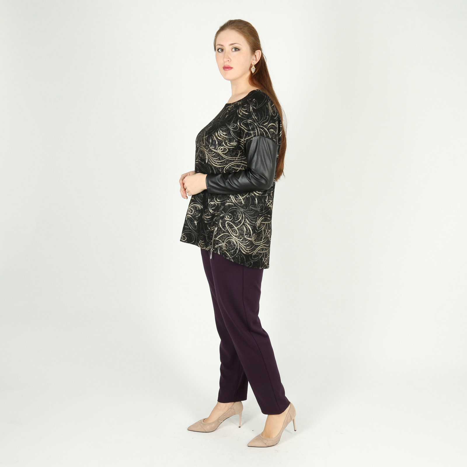 Блузка с округлым вырезом и молниями Ledy Di, размер 50, цвет черный - фото 8