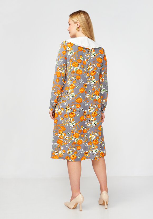 Платье принтованное со съемным воротником шир.  580, рис. 13