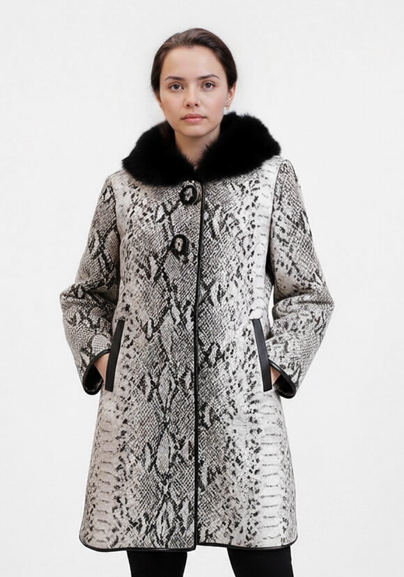 Дубленка с анималистичным принтом шир.  580, рис. 2