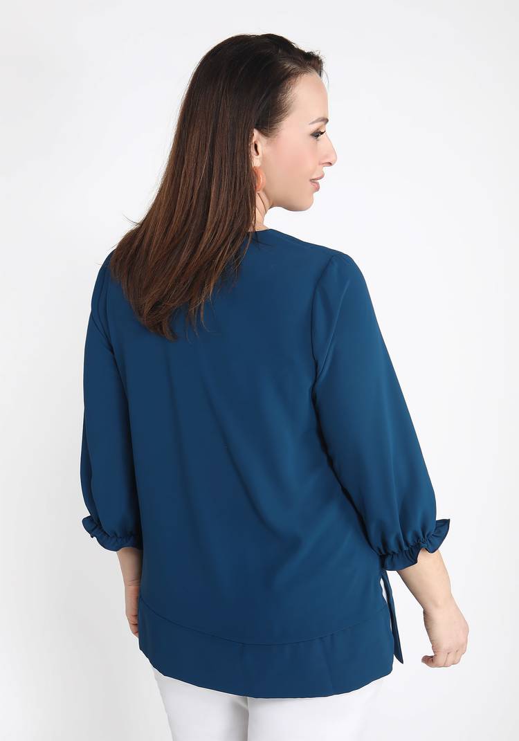 Блуза однотонная с рукавом на резинке шир.  750, рис. 6