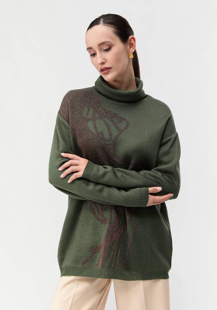 Туника женская с абстракцией и высоким горлом шир.  750, рис. 40