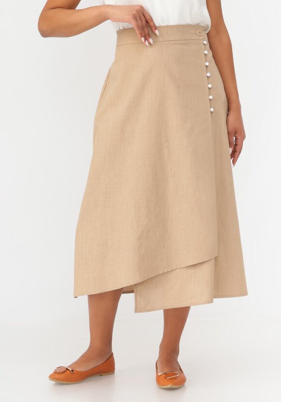 Юбка из льна с декоративными пуговицами шир.  580, рис. 1