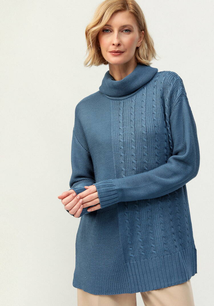 Удлиненный джемпер с косами шир.  750, рис. 25