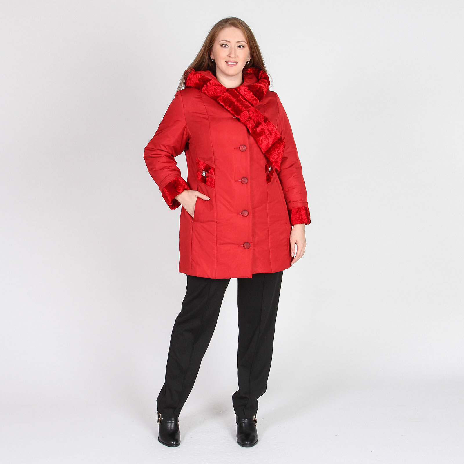 

Куртка с декоративными вставками, Красный