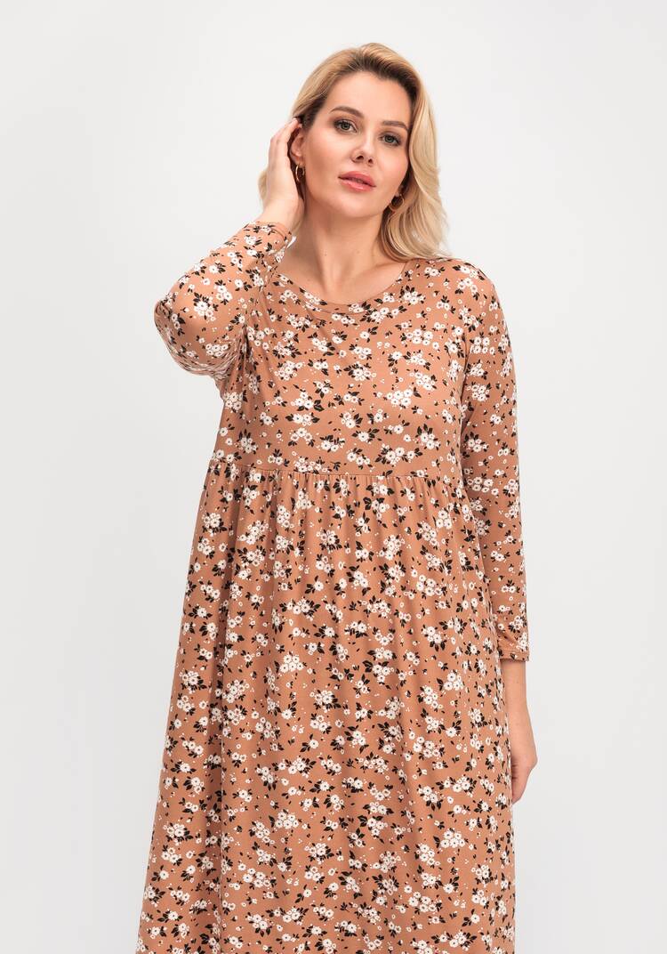 Платье с цветочным рисунком и рукавами 3/4 шир.  750, рис. 10