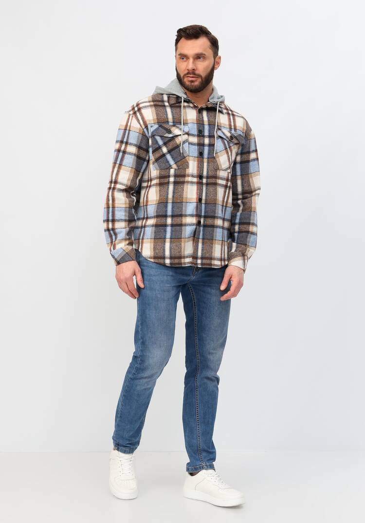 Рубашка с капюшоном в клетку шир.  750, рис. 25